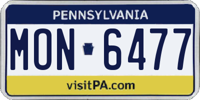 PA license plate MON6477
