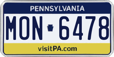 PA license plate MON6478
