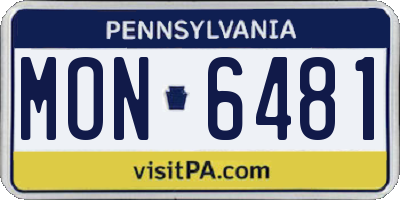 PA license plate MON6481