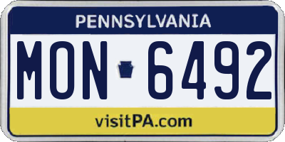 PA license plate MON6492