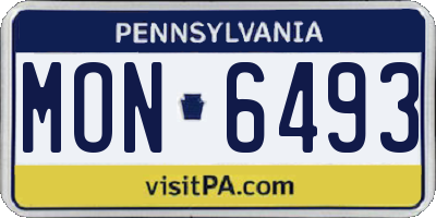 PA license plate MON6493
