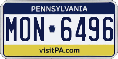 PA license plate MON6496