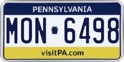 PA license plate MON6498