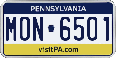 PA license plate MON6501