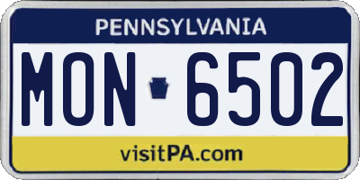 PA license plate MON6502