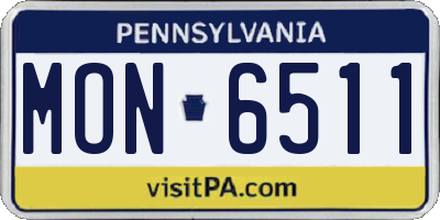 PA license plate MON6511
