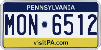 PA license plate MON6512