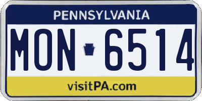 PA license plate MON6514