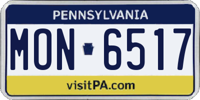 PA license plate MON6517