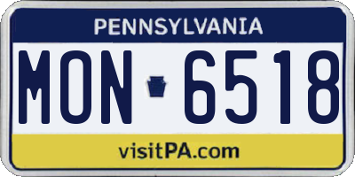 PA license plate MON6518