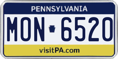 PA license plate MON6520