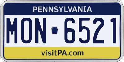 PA license plate MON6521