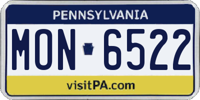 PA license plate MON6522