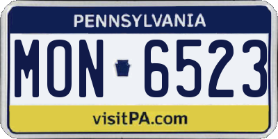PA license plate MON6523