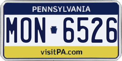 PA license plate MON6526