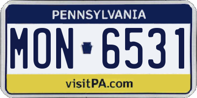 PA license plate MON6531