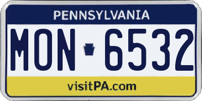 PA license plate MON6532