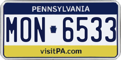 PA license plate MON6533