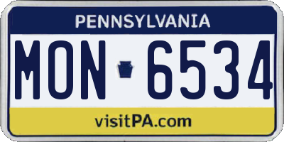 PA license plate MON6534