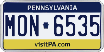 PA license plate MON6535