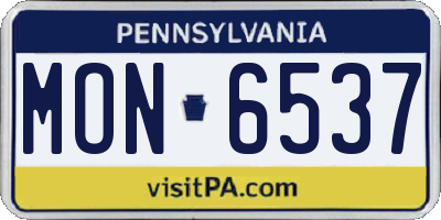 PA license plate MON6537