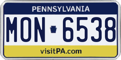 PA license plate MON6538