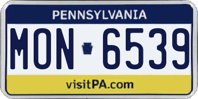 PA license plate MON6539