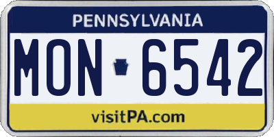 PA license plate MON6542