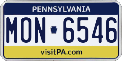 PA license plate MON6546