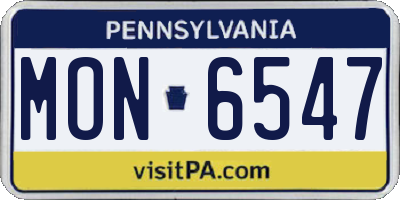 PA license plate MON6547