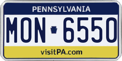 PA license plate MON6550