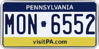 PA license plate MON6552