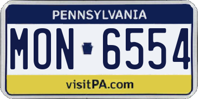 PA license plate MON6554