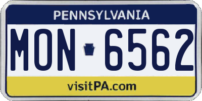 PA license plate MON6562