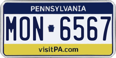 PA license plate MON6567