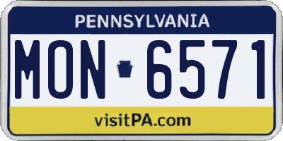 PA license plate MON6571