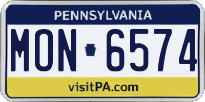 PA license plate MON6574
