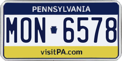 PA license plate MON6578