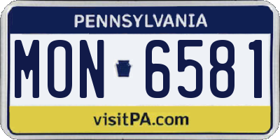 PA license plate MON6581