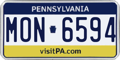PA license plate MON6594