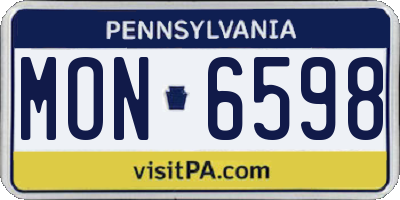 PA license plate MON6598