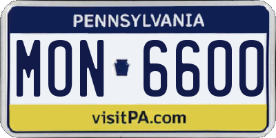 PA license plate MON6600