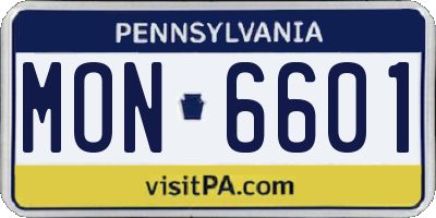 PA license plate MON6601