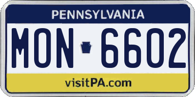 PA license plate MON6602