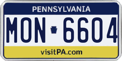 PA license plate MON6604