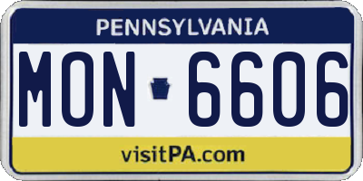 PA license plate MON6606