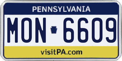 PA license plate MON6609