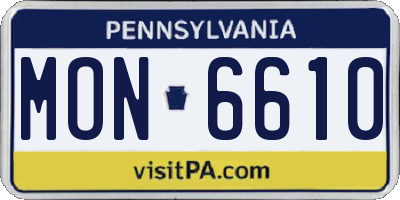 PA license plate MON6610