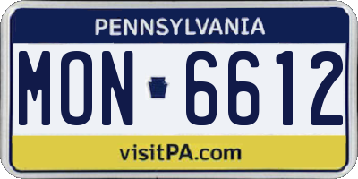 PA license plate MON6612