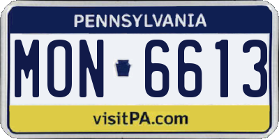 PA license plate MON6613